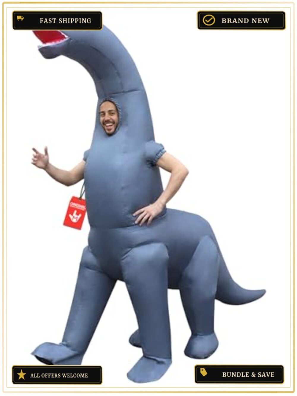 Inflatable Dinosaur Costume Adult One Size Full-Body Fan Halloween